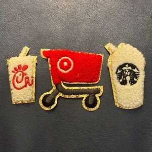 Set of Three Iron-on Patches - Chick-fil-A, Target and Starbucks Inspired